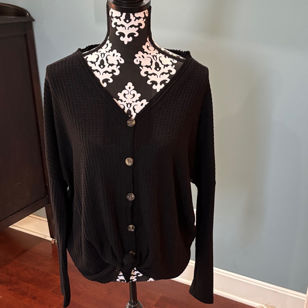 Umgee Black Textured Cardigan